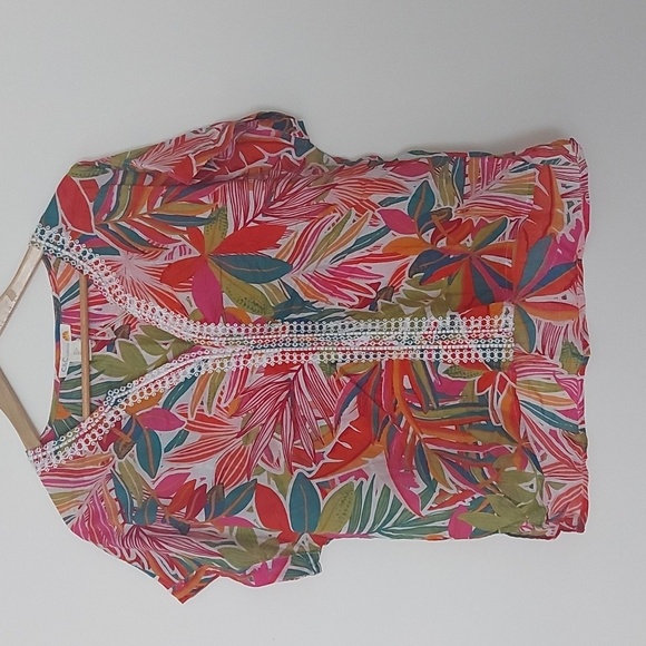 C&C California Tops - NWT C&C California 100% Cotton Tropical Beachy Resort Embroidered Top Size Large